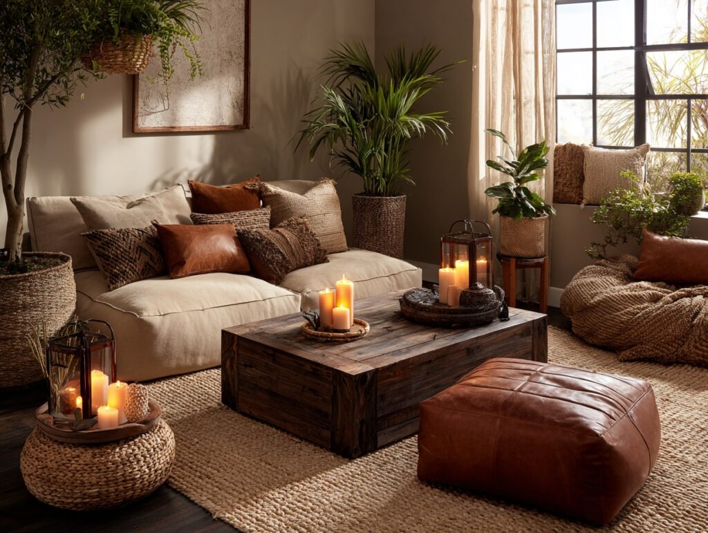 Earthy Boho Living Room with Warm Ambience