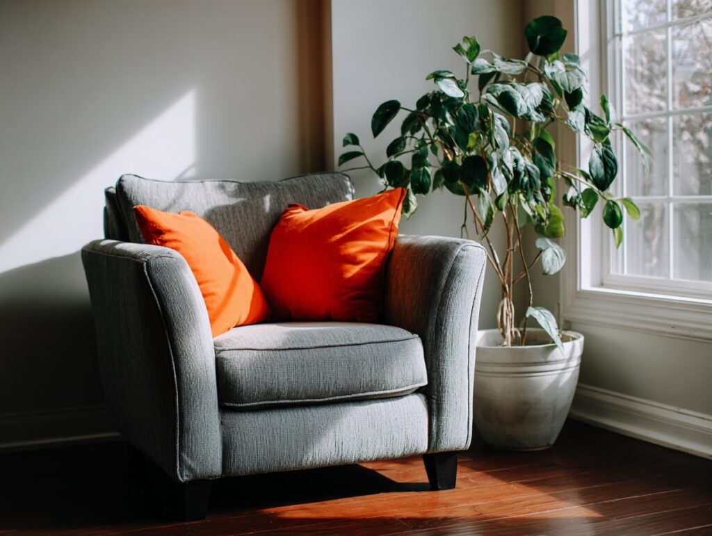 Cozy Corner with a Bold Accent

