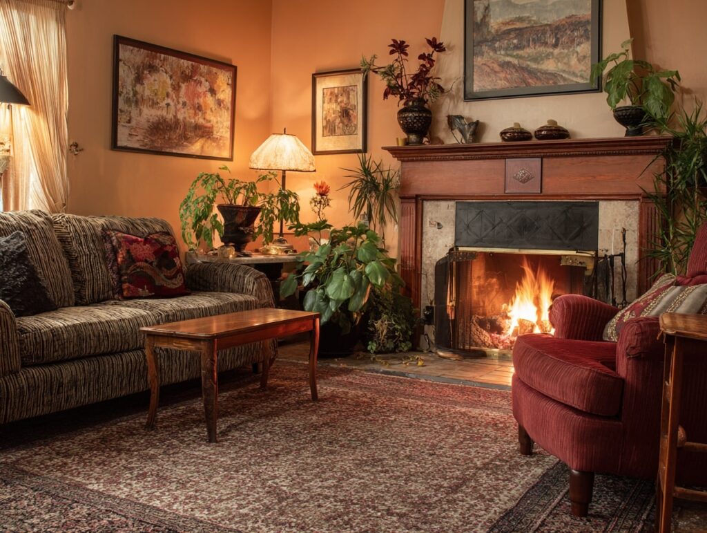 Vintage Warmth Around the Fireplace