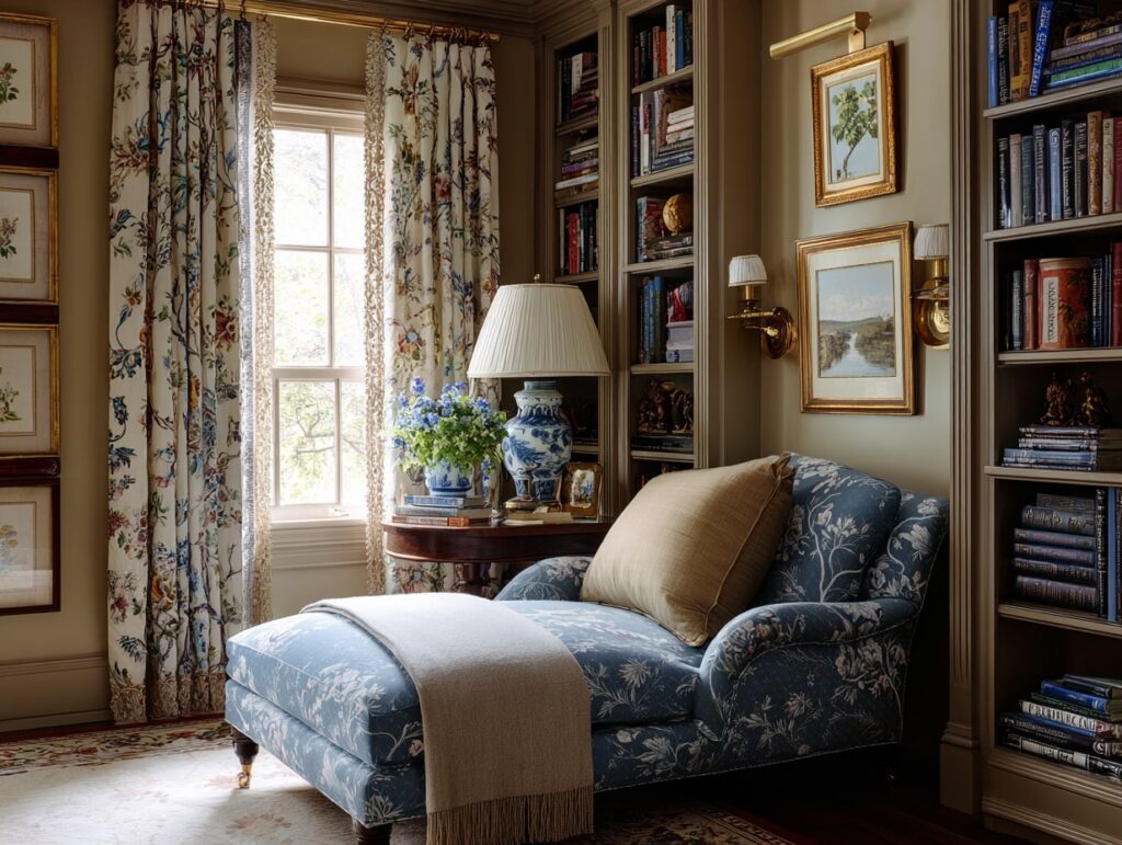 Elegant Chaise Lounge Reading Nook

