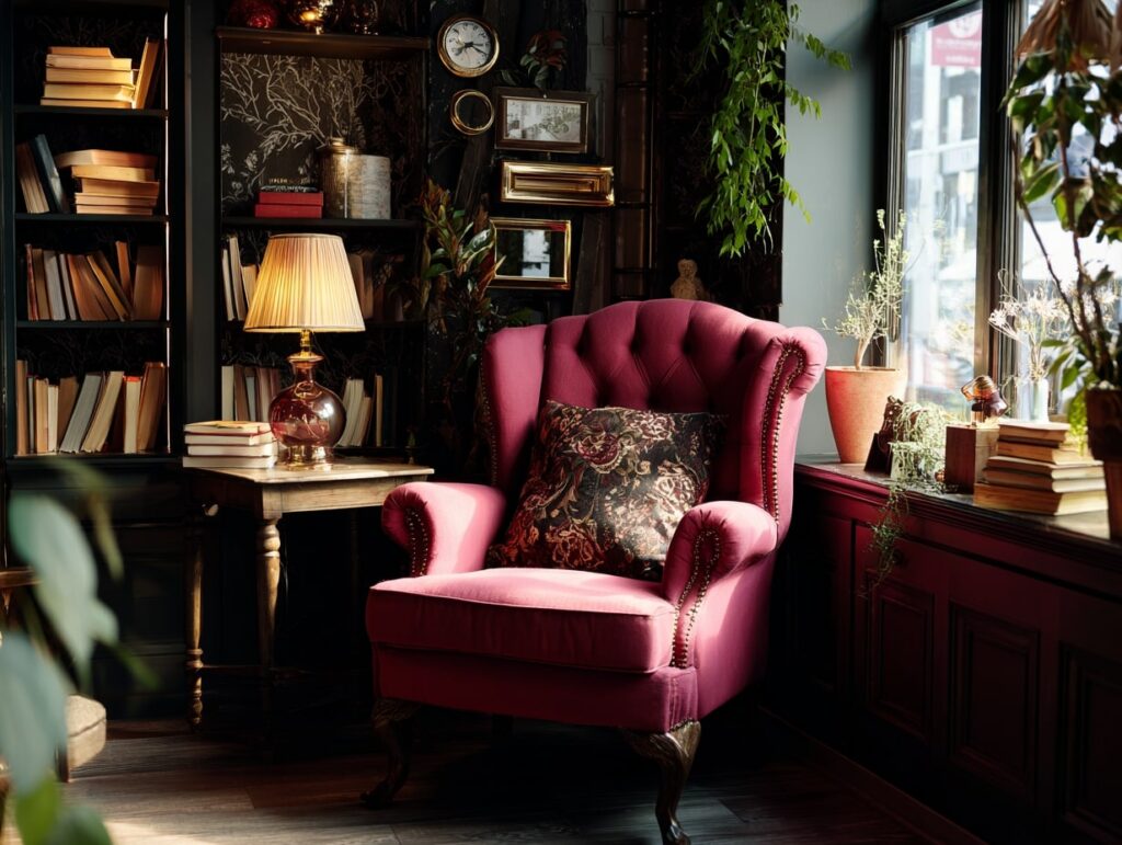 Boho Reading Nook with Vintage Elegance