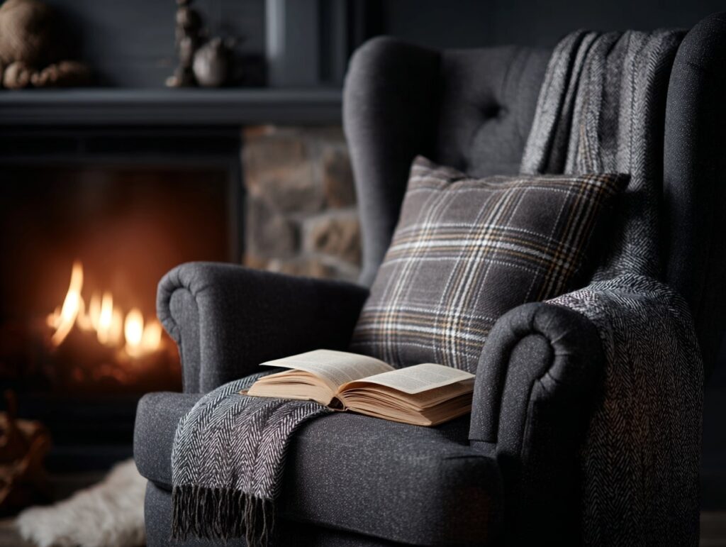 Fireside Reading Corner with Classic Charm