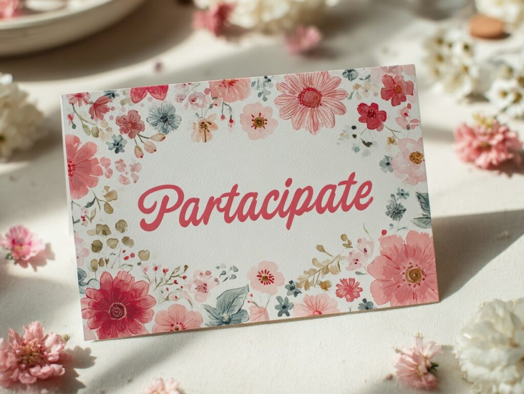 Floral “Participate” Card for a Summer Gathering

