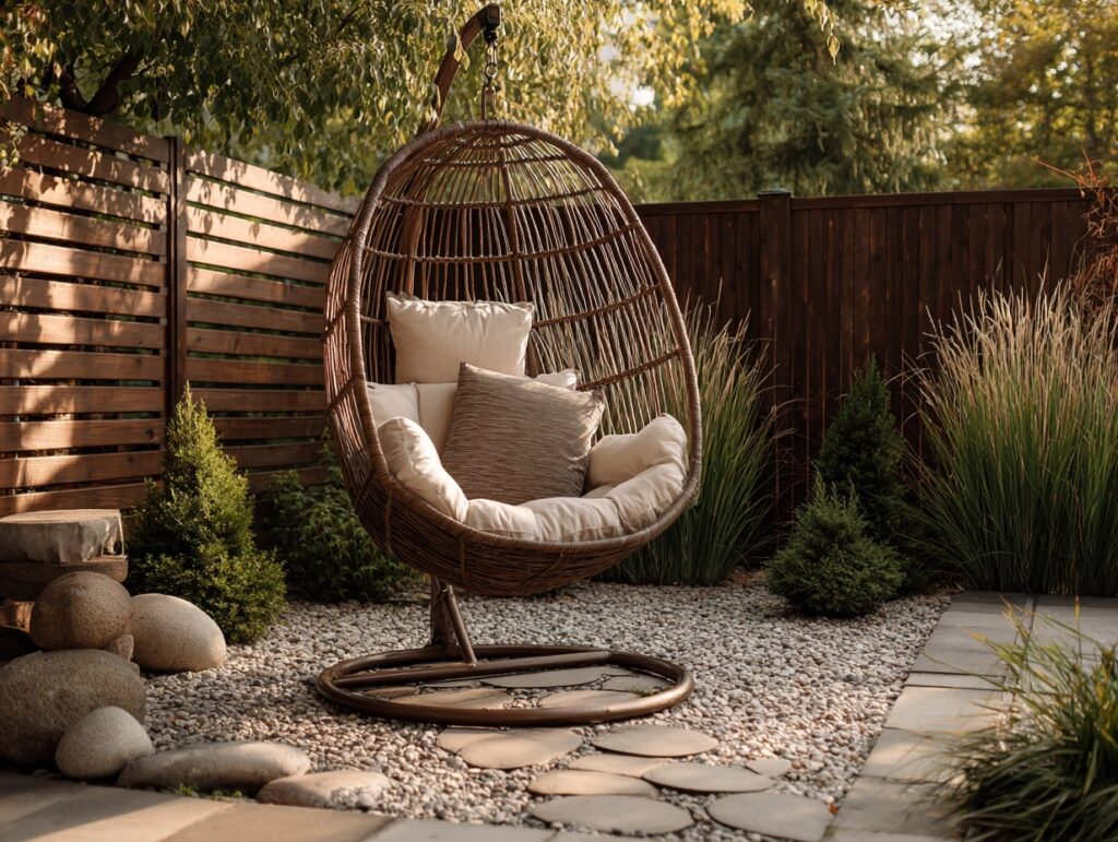 Cozy Egg Chair Corner in the Garden

