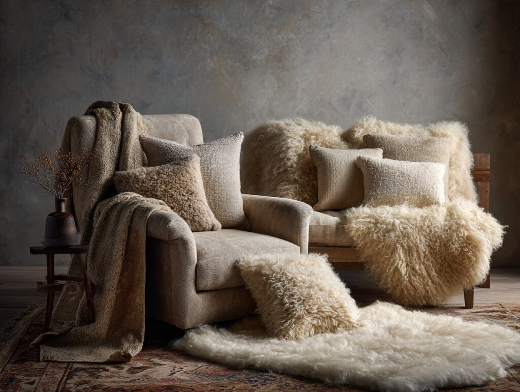 Textured Beige Comfort for a Cozy Living Space

