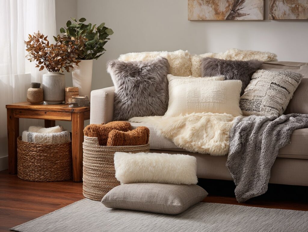 Warm Layers and Textures for a Welcoming Living Room
