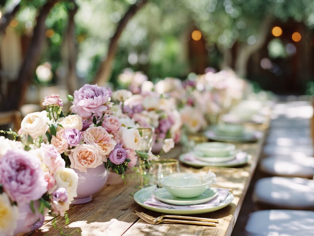Pastel Table Setting with Garden Fresh Blooms