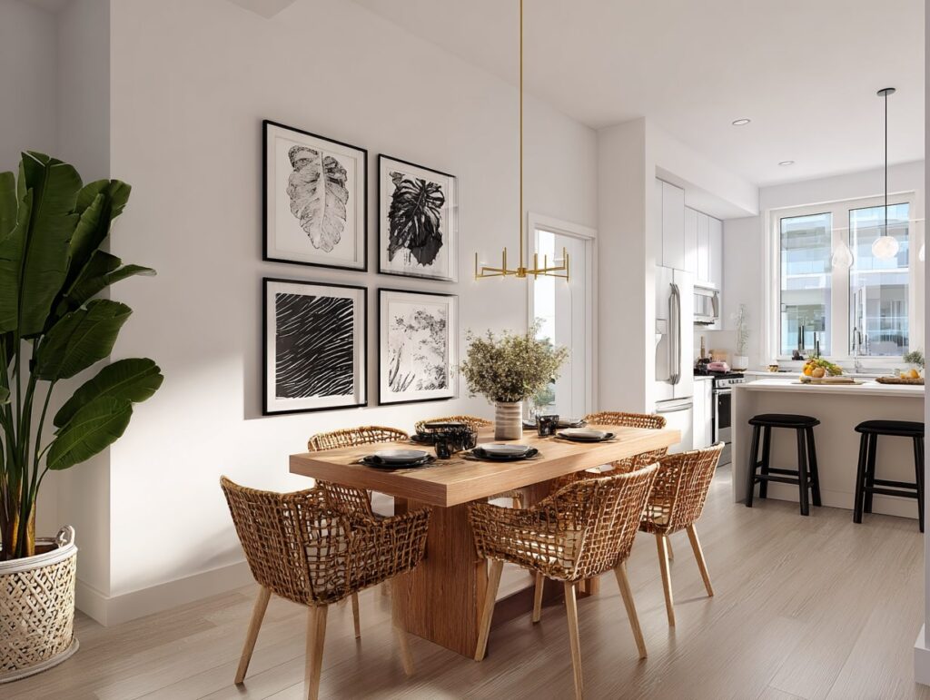 Natural Textures in a Modern Dining Space

