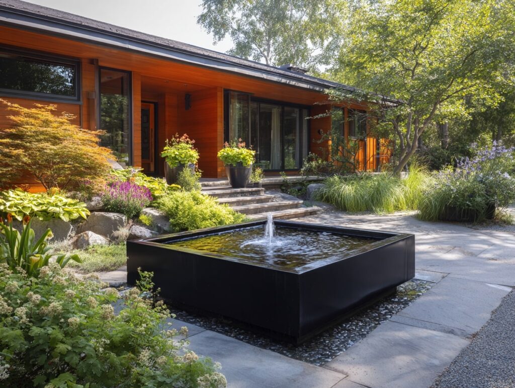 Modern Garden with Reflective Water Feature
