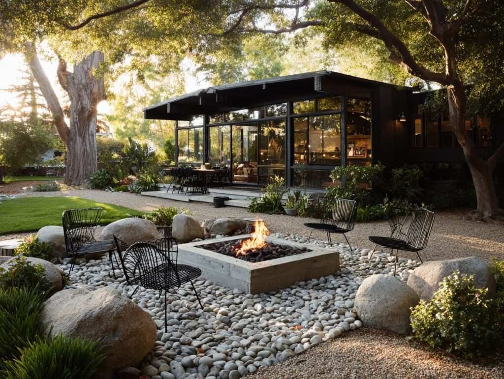Modern Fire Pit Gathering Space

