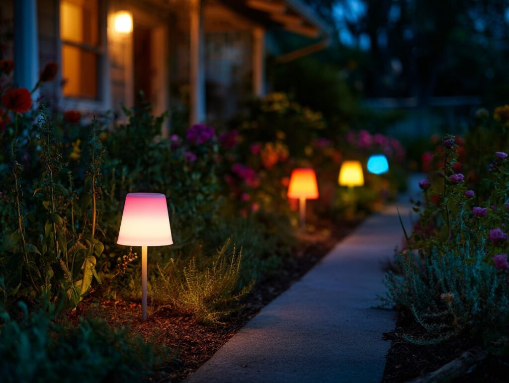 Colorful Pathway Lights for Easter Evenings

