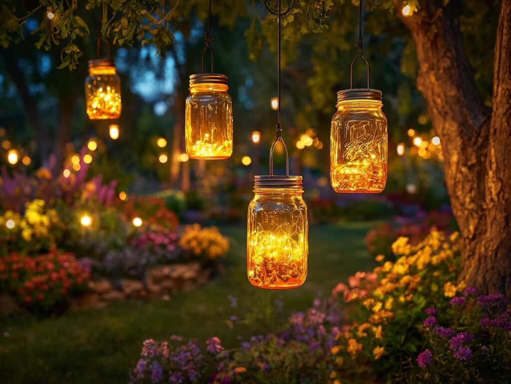 Hanging Mason Jar Lights for an Easter Garden Glow

