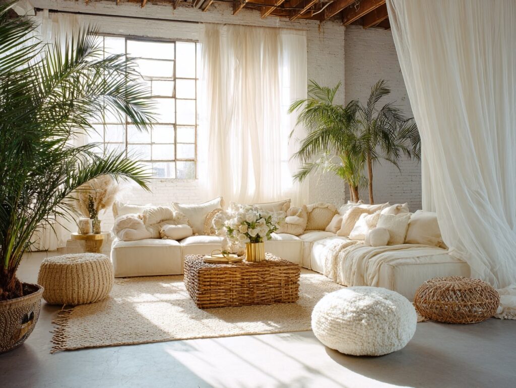 Light-Filled Boho Living Room with Soft Neutrals