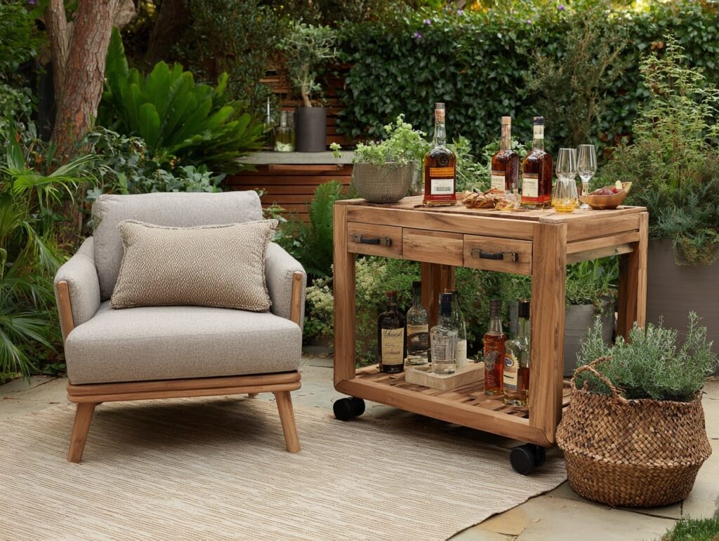 Garden Lounge with Outdoor Bar Cart