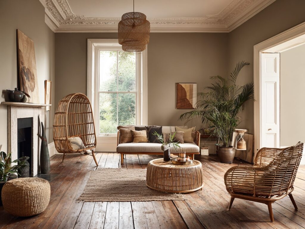 Natural Beige Living with Rustic Charm

