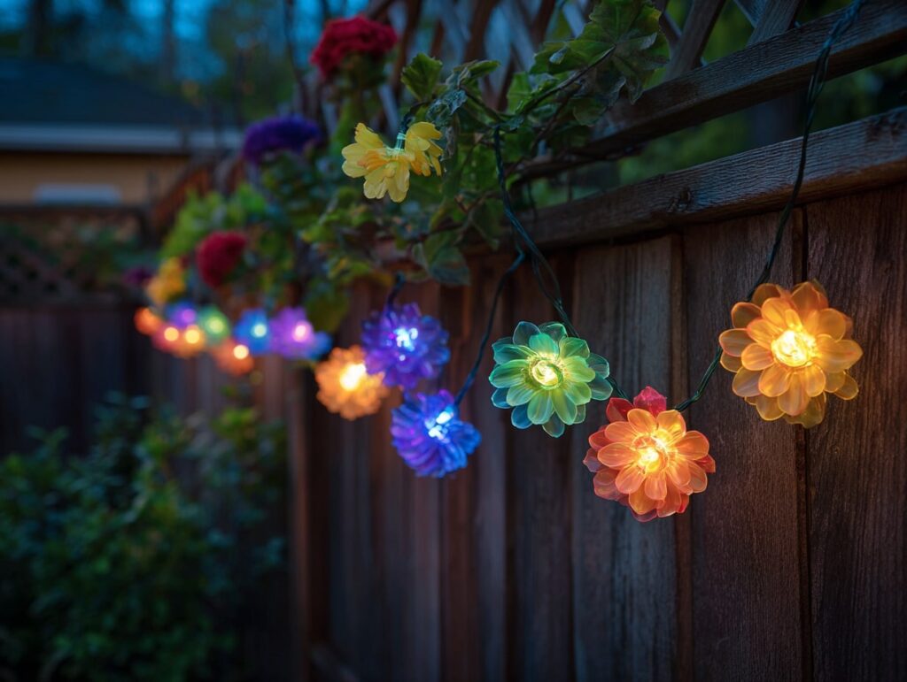 Colorful Flower String Lights for Easter Garden Décor