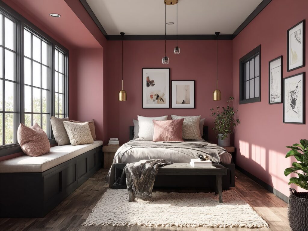 Bold Rose Modern Bedroom