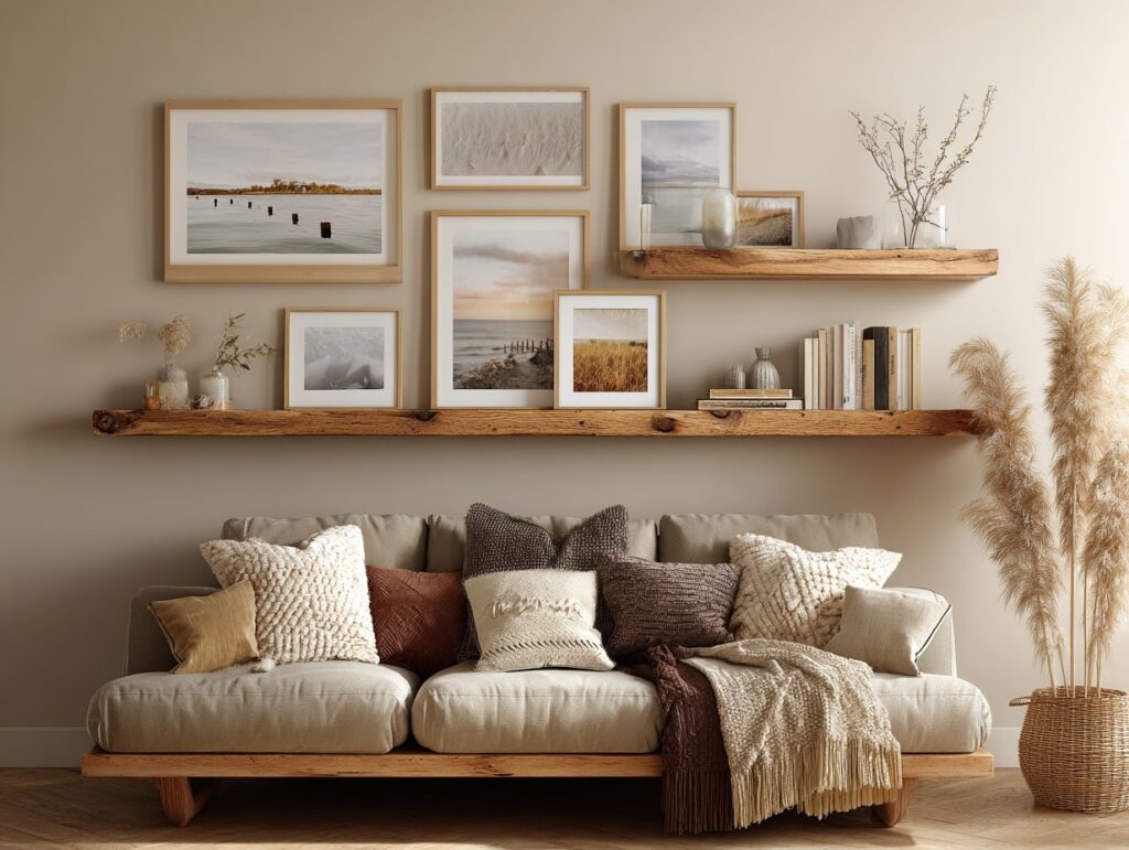 Soft Neutrals with Warm Wooden Accents

