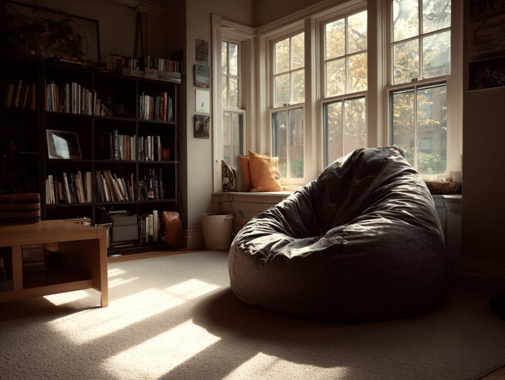 Relaxed Beanbag Retreat by the Window