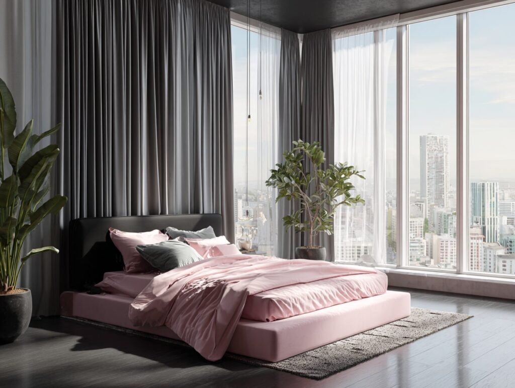 Sleek City Bedroom in Pink

