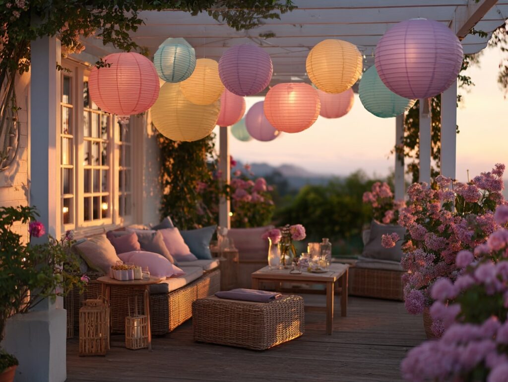 Pastel Paper Lanterns for a Cozy Easter Porch

