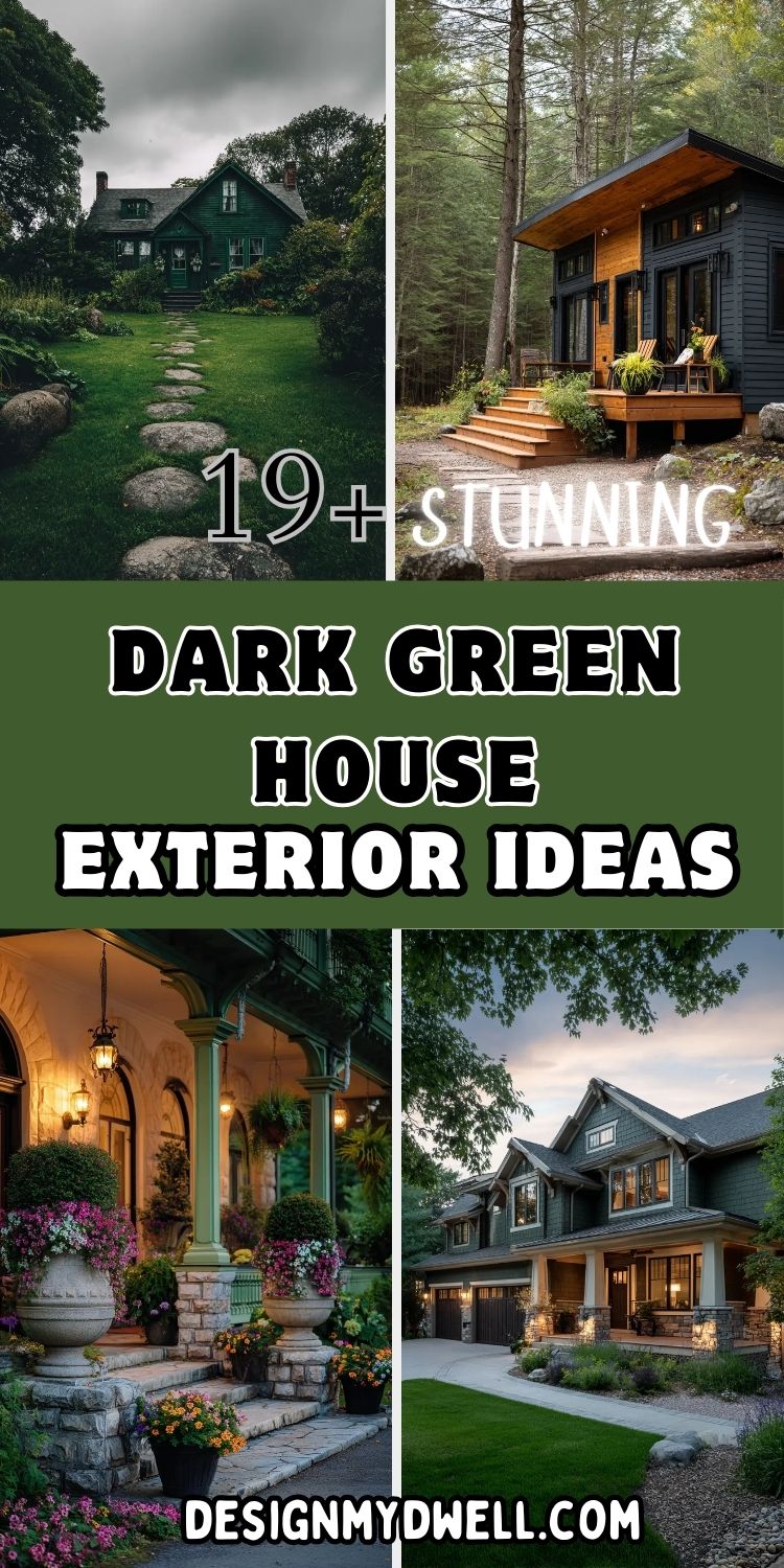 19+ Stunning Dark Green House Exterior Ideas